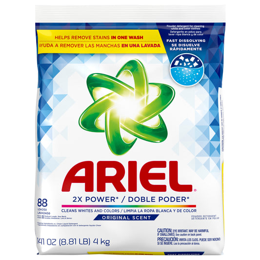 Ariel Powder Laundry Detergent, Original Scent, 141 oz, 88 Loads