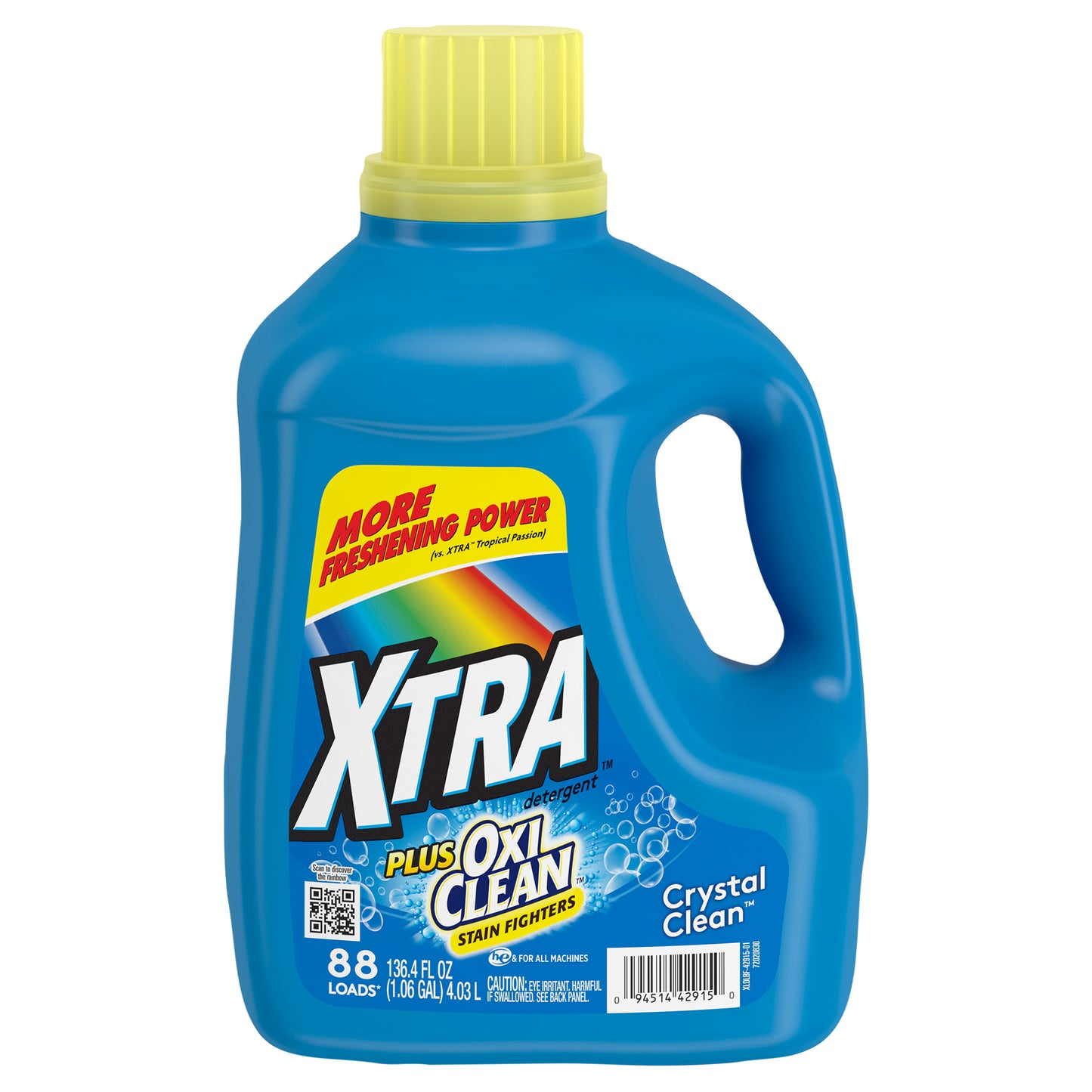 XTRA Plus OxiClean, Crystal Clean, 88 Loads Liquid Laundry Detergent, 136.4 Fl oz