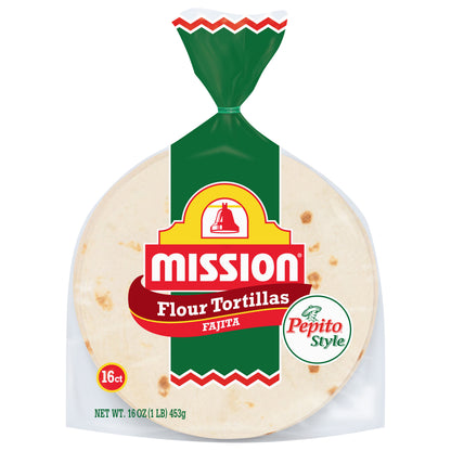 Mission Pepito Style Flour Tortillas, Fajita Size, 16 count