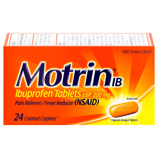 Motrin IB Ibuprofen Tablets, 200 mg, 24 Count