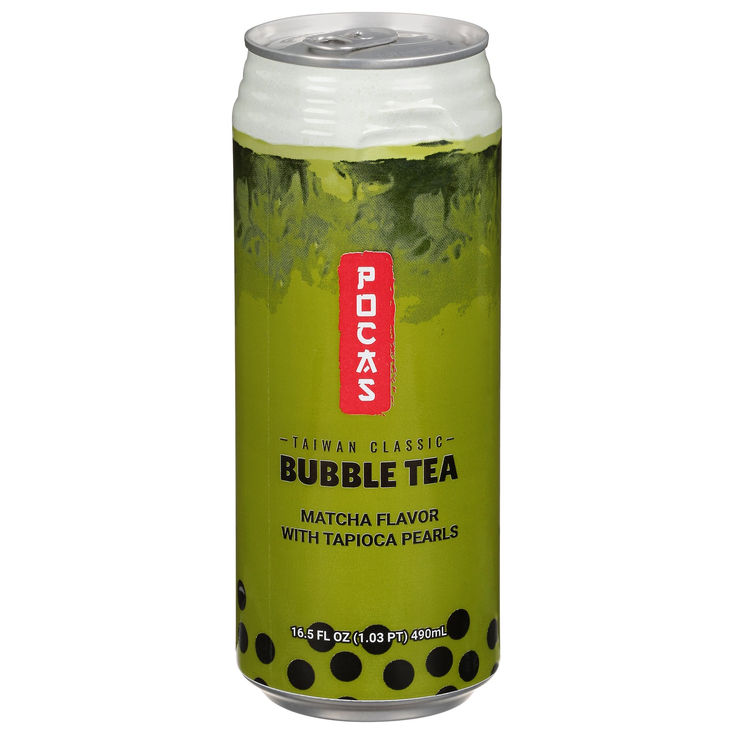 Pocas Taiwan Classic Matcha Flavor with Tapioca Pearls Bubble Tea 16.5 fl oz