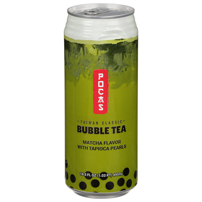 Pocas Taiwan Classic Matcha Flavor with Tapioca Pearls Bubble Tea 16.5 fl oz