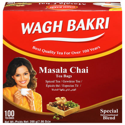 Wagh Bakri Masala Chai Tea 100 Tea Bags