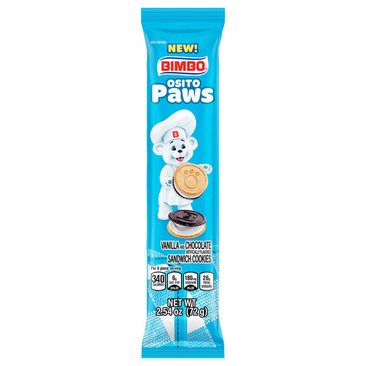 Bimbo Osito Paws Vanilla and Chocolate Sandwich Cookies, 2.54 oz