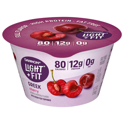 Dannon Light + Fit Cherry Greek Fat Free Yogurt, 5.3 OZ Yogurt Cup