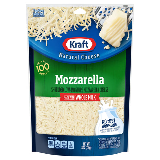 Kraft Mozzarella Shredded Cheese with Whole Milk, 8 oz Bag