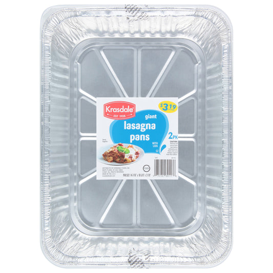 Krasdale Giant Lasagna Pans with Lids 2 ea