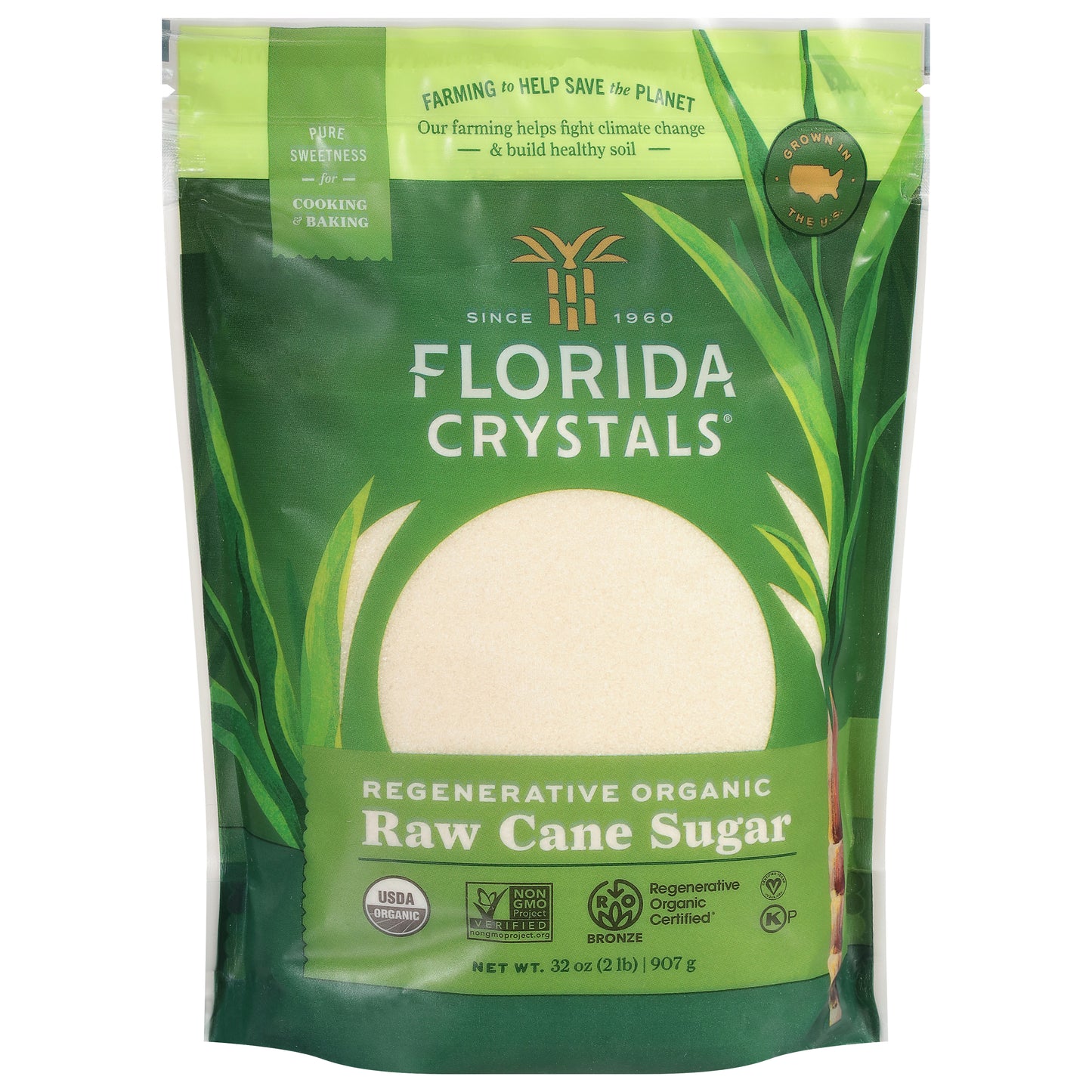 Florida Crystals Raw Regenerative Organic Cane Sugar 32 oz