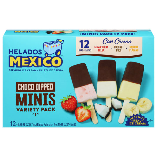 Helados Mexico Choco Dipped Assorted Minis Ice Cream Variety Pack 12 - 1.25 fl oz Bars