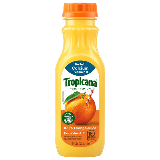 Tropicana Pure Premium Original No Pulp 100% Orange Juice With Calcium, 11 Fl Oz Bottle
